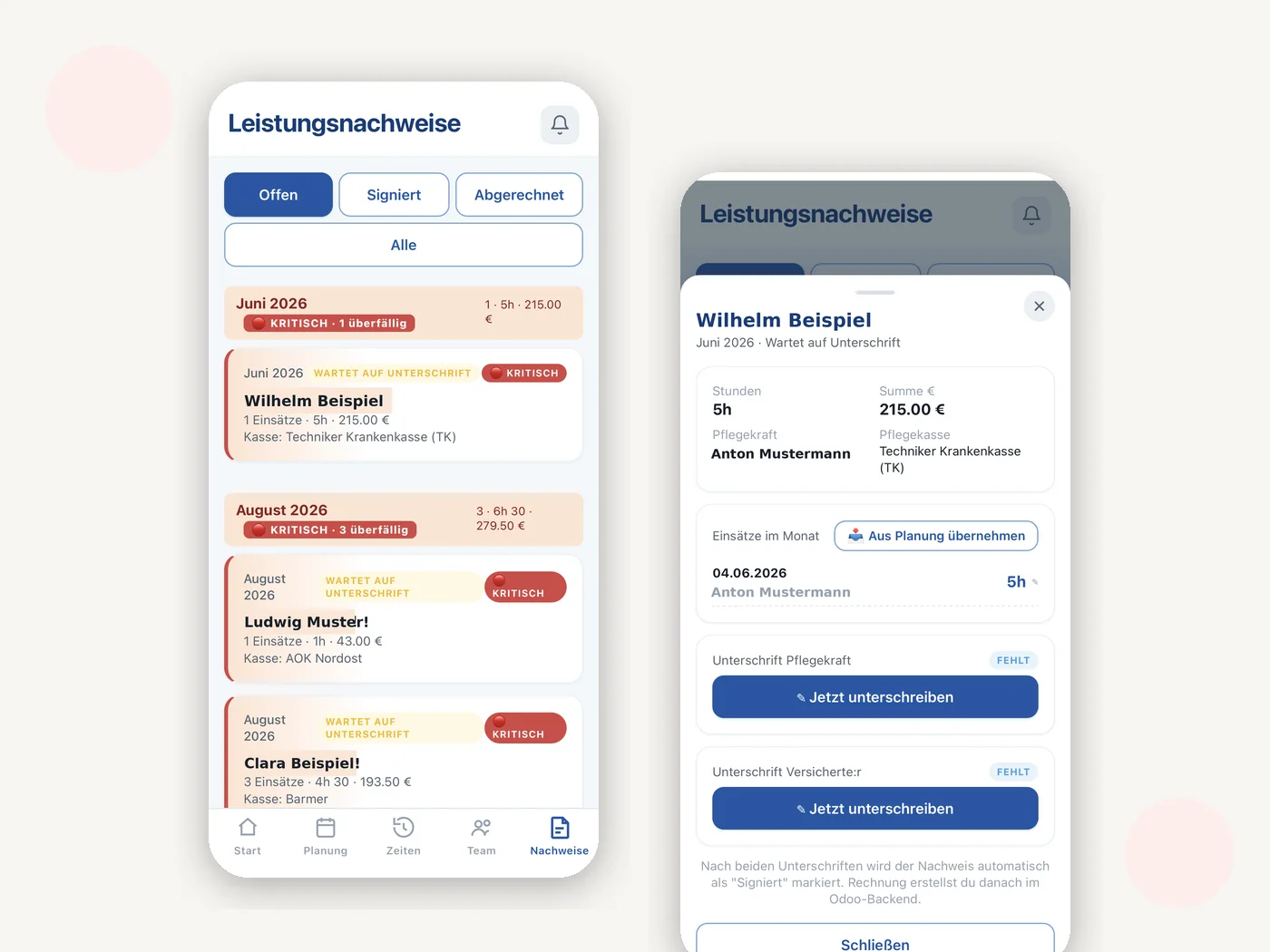 Cockpit-App für digitale Leistungsnachweise in der Pflege