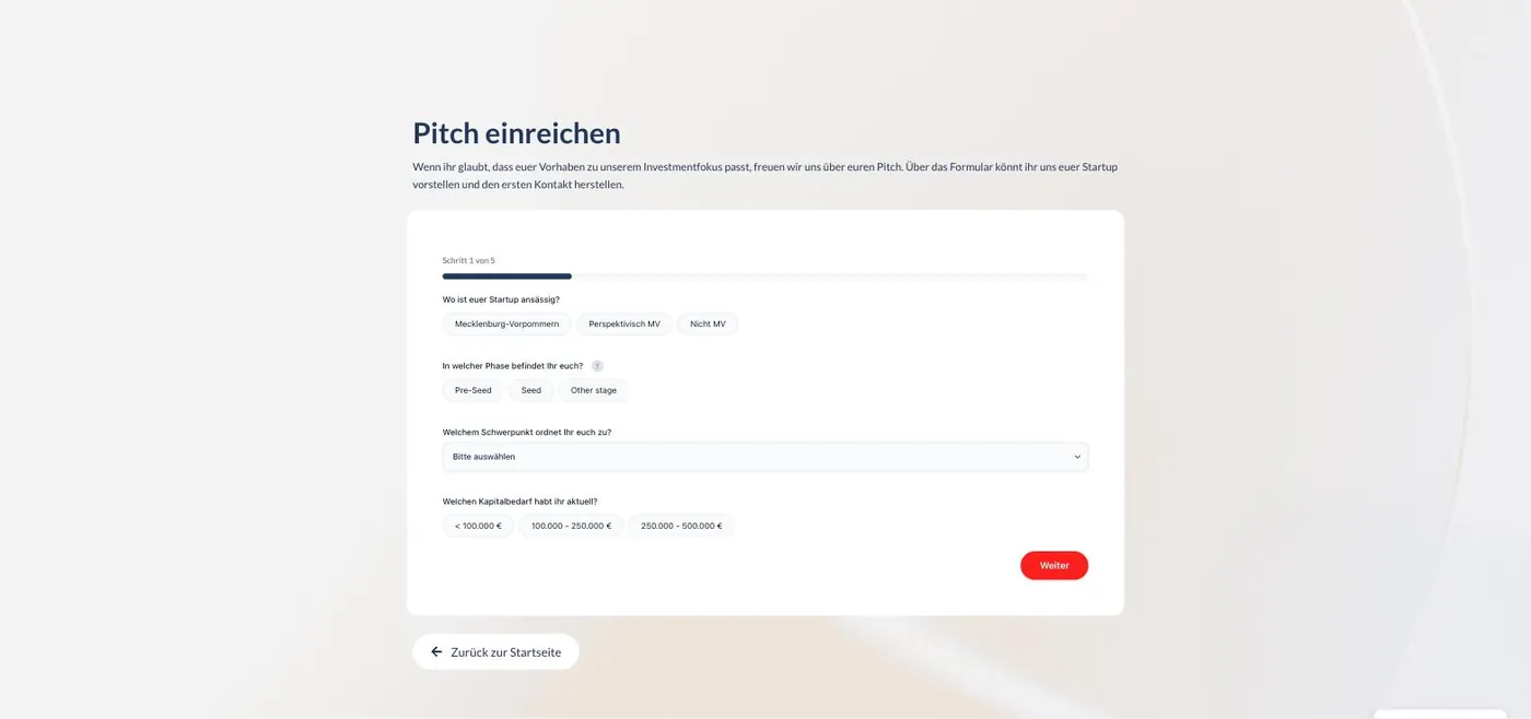 Fünfstufiger Pitch-Funnel auf esb.vc