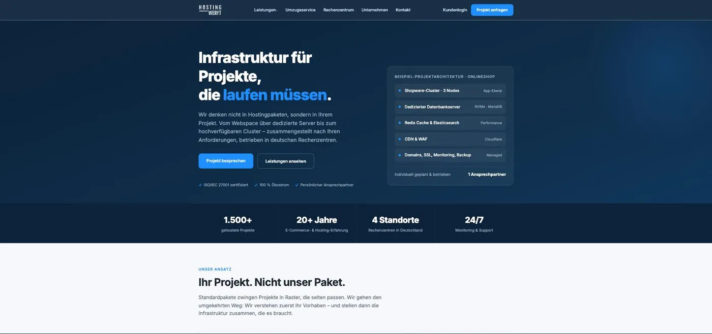 Startseite von hostingwerft.de