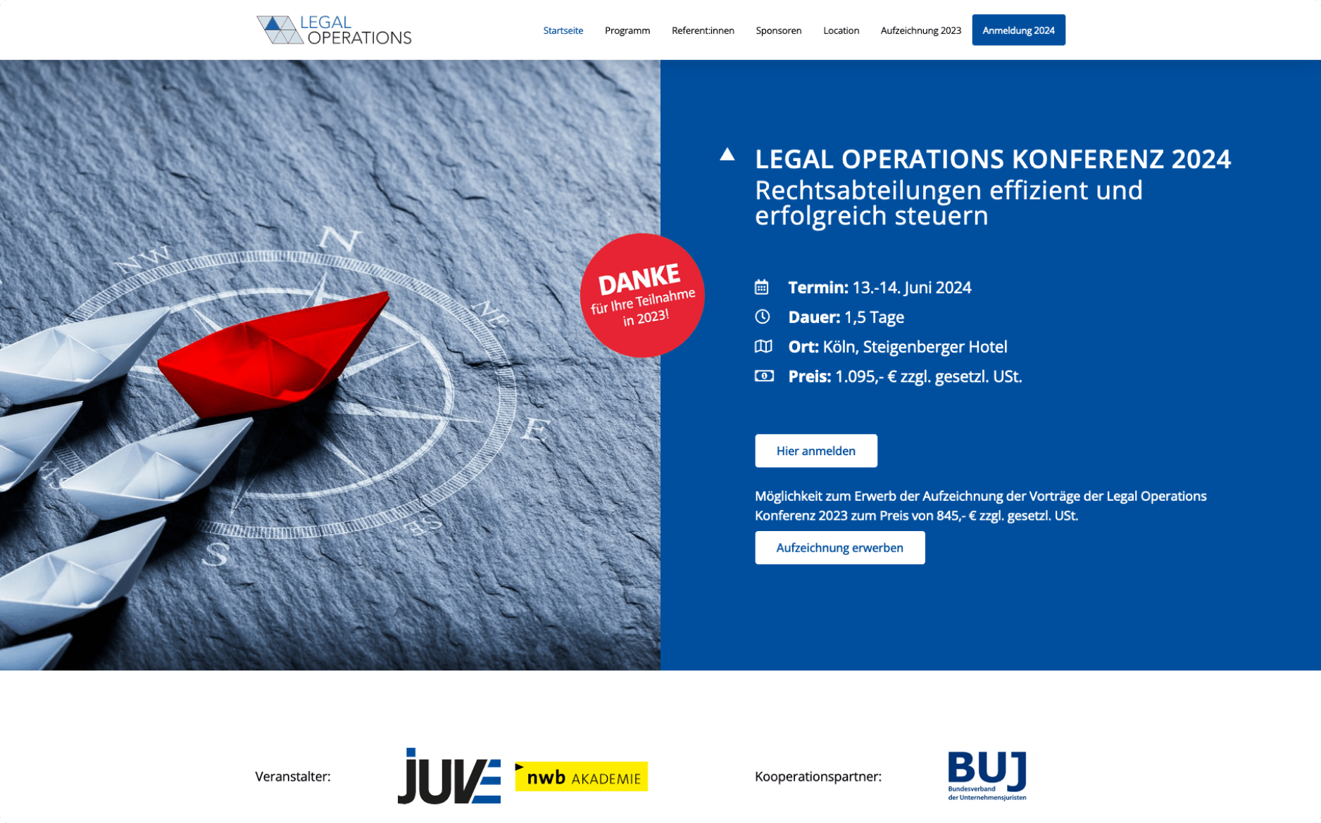 Landingpage "Legal Operations Konferenz 2024"
